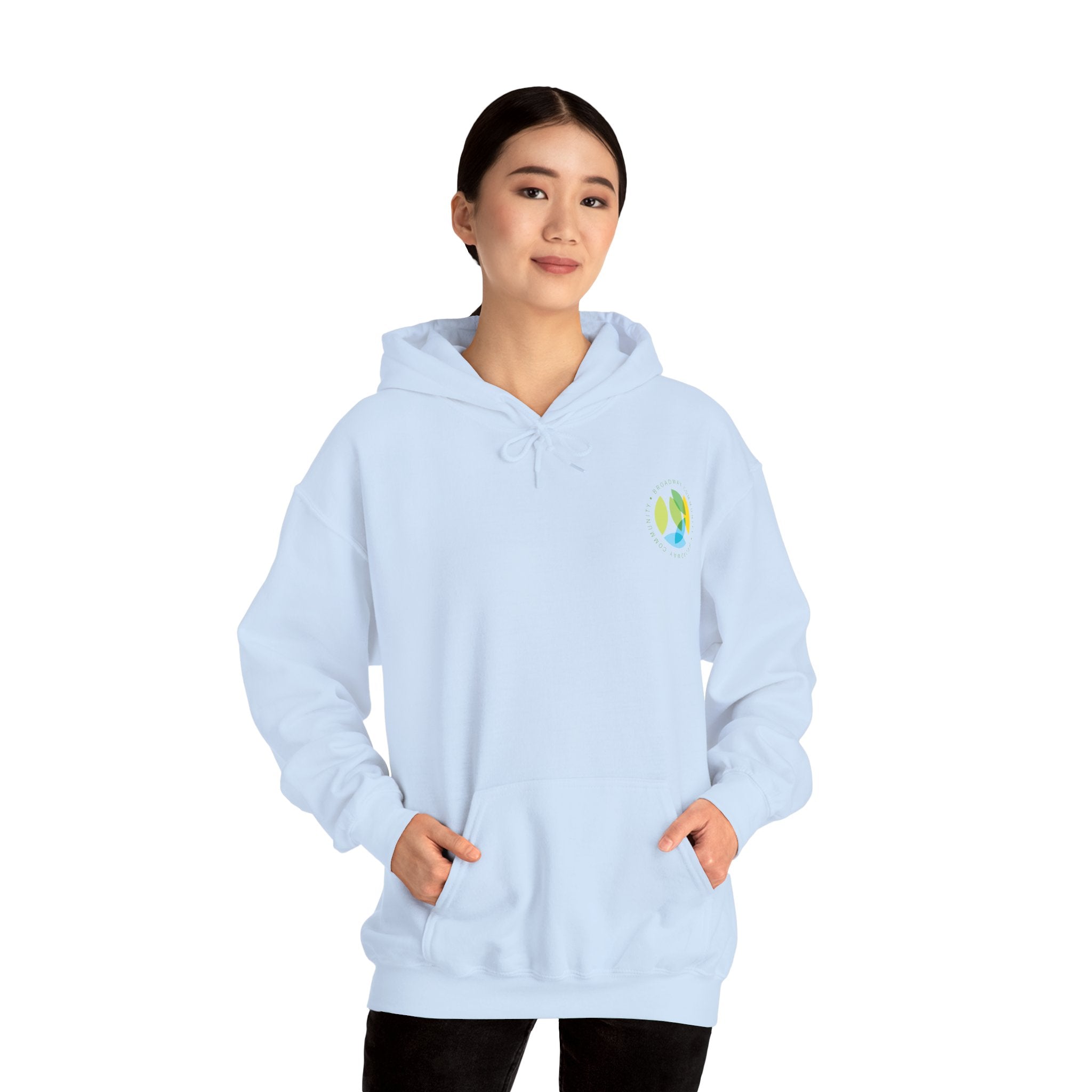Serving New Yorkers Light Blue Hoodie - Broadway Community Collection